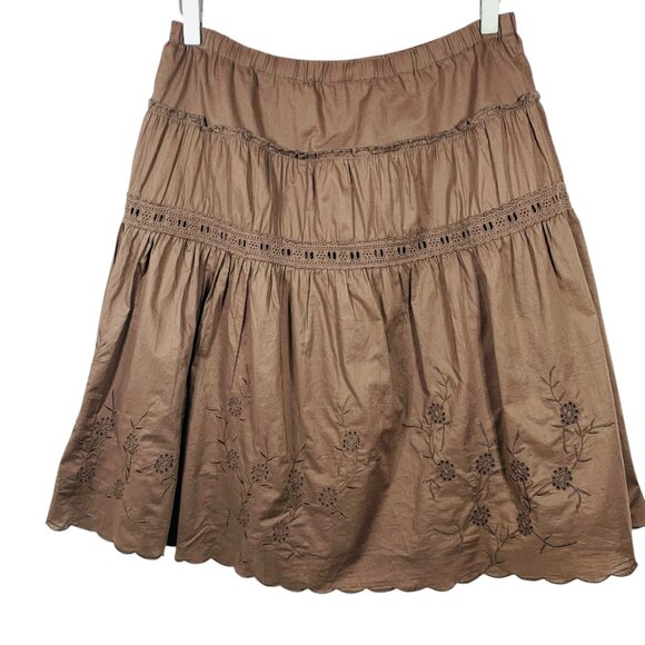 BOHO flared embraided chocolate brown skirt size 8 NAVADA - Picture 6 of 13